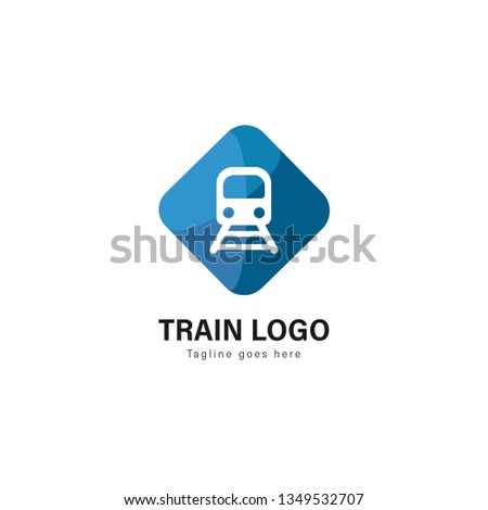 Train logo template design. Train logo with modern frame isolated on white background
