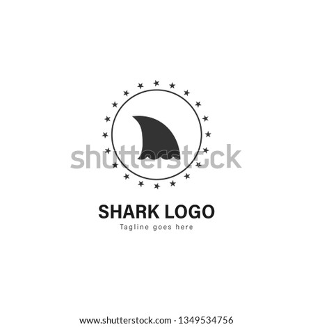 Shark logo template design. Shark logo with modern frame isolated on white background