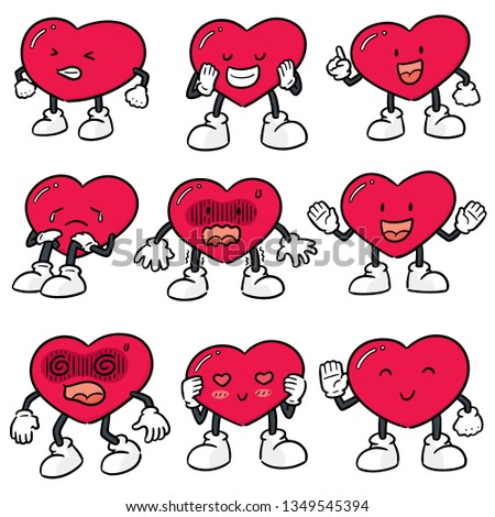 vector set of heart cartoon