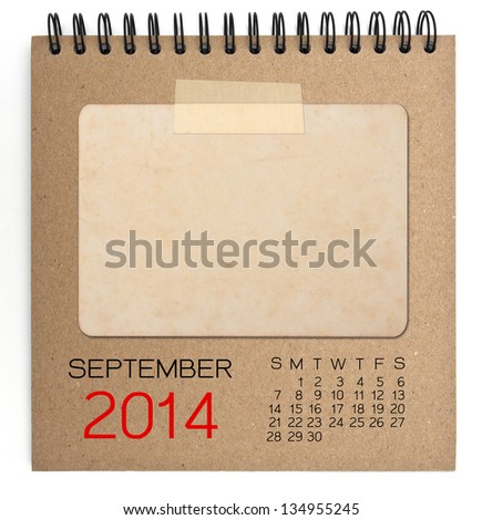2014 Calendar brown notebook with old blank photo