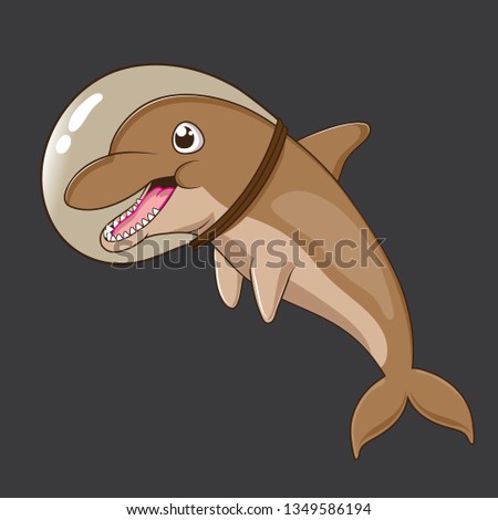 cute cartoon brown dolphin