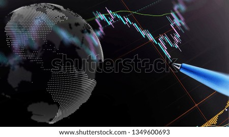 Financial and Technical Data Analysis Graph, pen showing some data close up