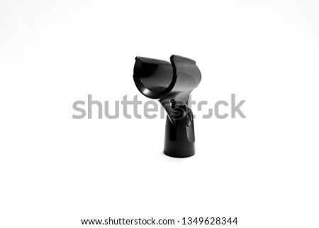 White microphone handle. selective focus and background