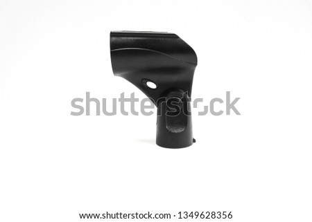 White microphone handle. selective focus and background