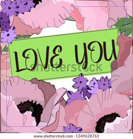 Greeting card compliment pink flowers vector illustration