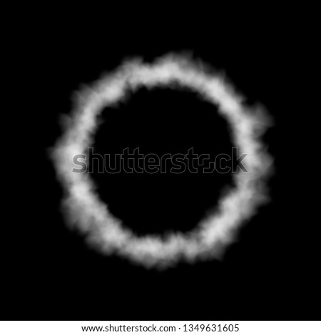Ring of smoke. Isolated on black background. Vector illustration.