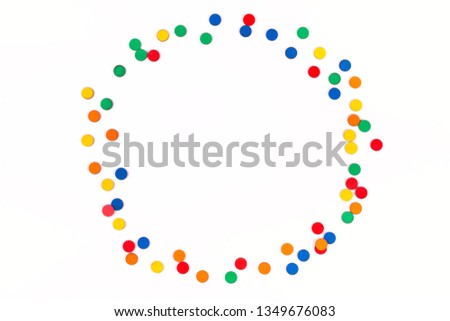 Celebration,party backgrounds concepts ideas with colorful wood countable chips. Dot pattern design with confetti. Flat lay design template. Copy space