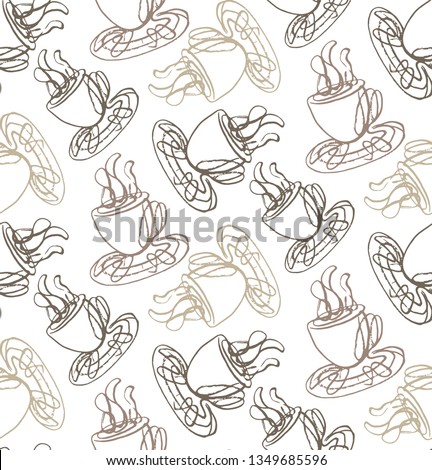 Hand drawn doodle coffee art - pattern background