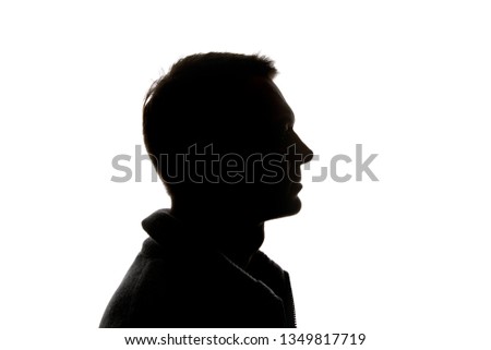 Side view of pensive man isolated on white Royalty-Free Stock Photo #1349817719