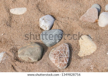 Beautiful stones in the sand at the lara beach, Akamas peninsula, Cyprus