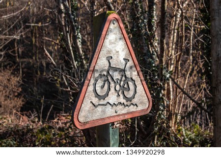 Bicycle road sign in the woods