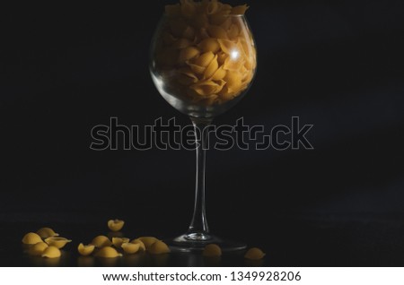pasta in a glass. Unusual presentation. Exclusive
