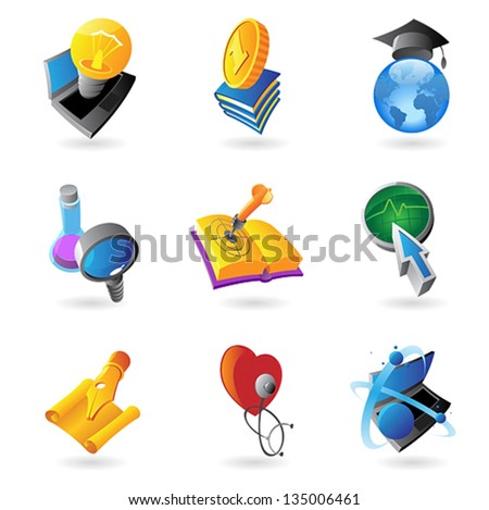 Icons for science, education and medicine. Vector illustration.