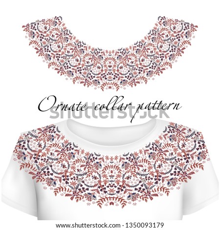 Vector ethnic flowers neck line embroidery graphic designs