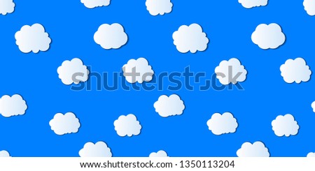 Vector Seamless Pattern, Cloudy Sky, Bright Light Blue Color, Summer Sky.