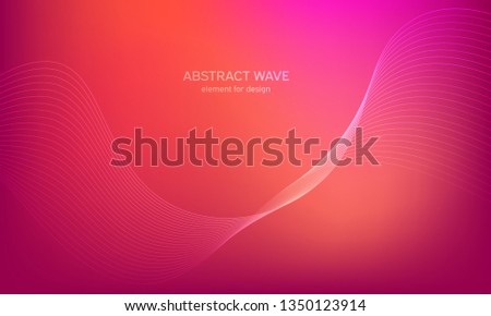 Abstract wave element for design. Red. Digital frequency track equalizer. Stylized line art background. Colorful shiny wave with lines created using blend tool. Curved wavy line, smooth stripe Vector