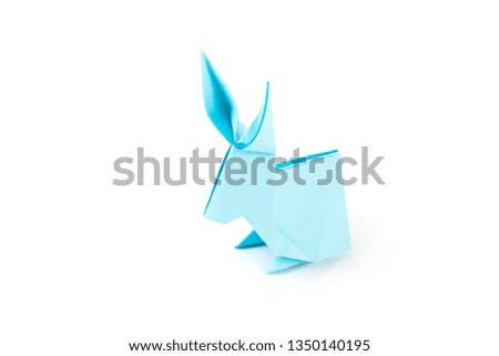 Origamo rabbit isolated on white background. Happy easter
