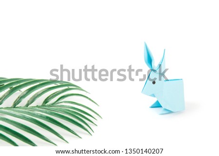 Origamo rabbit isolated on white background. Happy easter