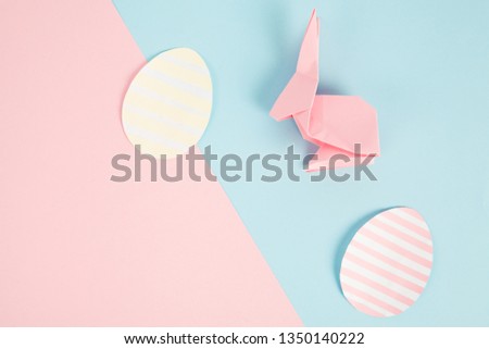 Happy Easter Background With paper Rabbit And Eggs