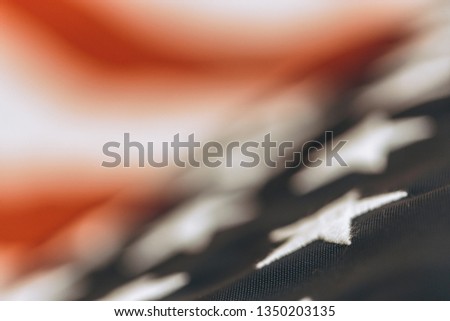 Independence day, American flag, close-up, retro, bottom view, blur. with copy space for text, vintage.