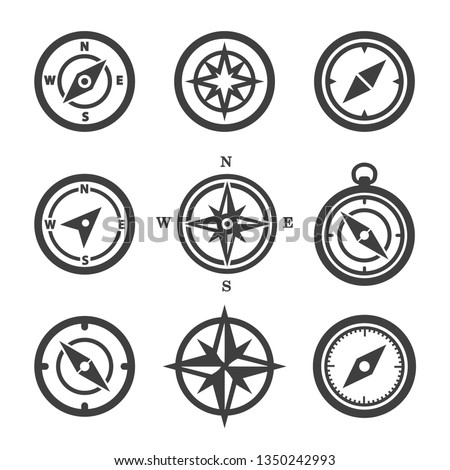 Vector compass icons set isolated on white background