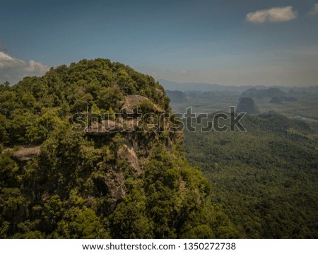 A drone shot of Hang Nak Mountain (Dragon Crest Trail) in Krabi, Thailand.