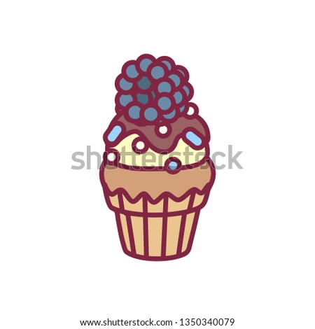 vector cute cupcake sweets, flat clip art