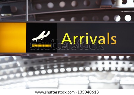 Arrival hall sign at an airport Royalty-Free Stock Photo #135040613