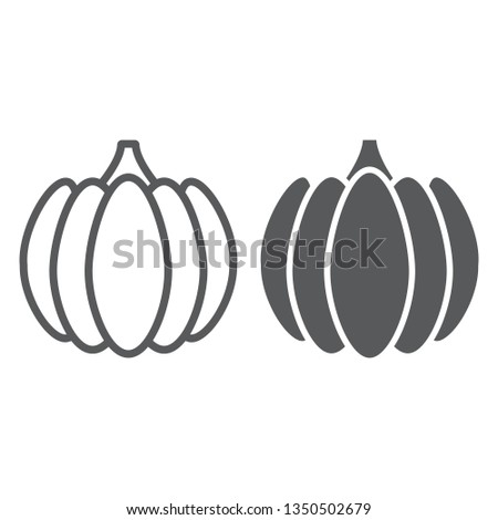 Pumpkin line and glyph icon, vegetable and farm, gourd sign, vector graphics, a linear pattern on a white background, eps 10.