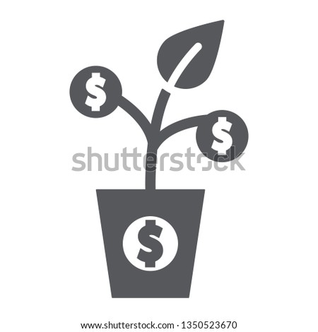 Money tree glyph icon, currency and growth, finance plant sign, vector graphics, a solid pattern on a white background, eps 10.