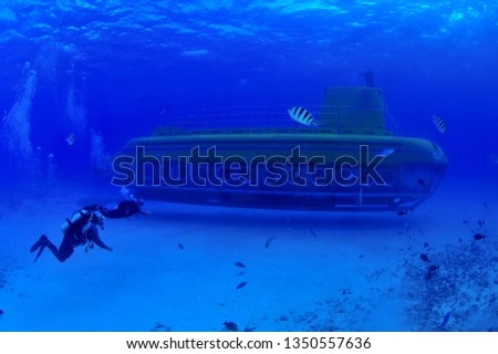 sunken ship and aircraft in saipan Royalty-Free Stock Photo #1350557636