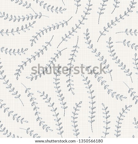 Embroidery floral seamless pattern on linen cloth texture  for textile, home decor, fashion, fabric.  stitches imitation  