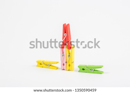 Colored wooden clips, office supplies