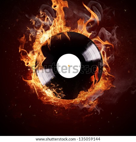 Burning vinyl disc-Hot hits
