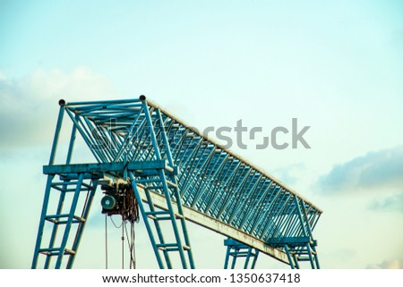 Construction crane against sunset sky, Construction site, Sunset background