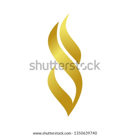 Golden Abstract Fire Flame Shape Symbol Design