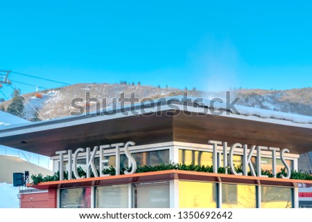 Ticket booth with snowy roof in Park City Utah