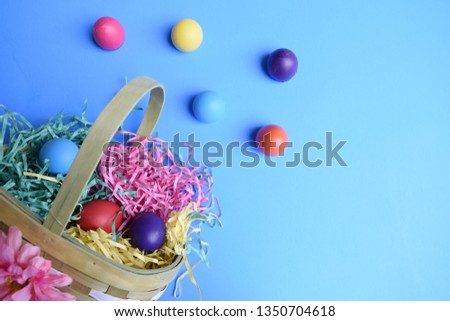 Easter eggs flat lay