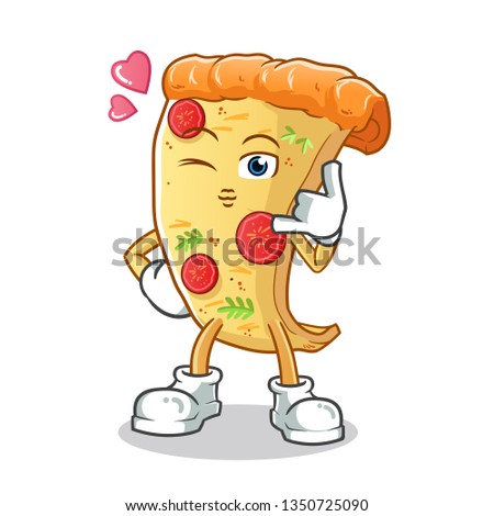 pizza call me baby mascot vector cartoon illustration