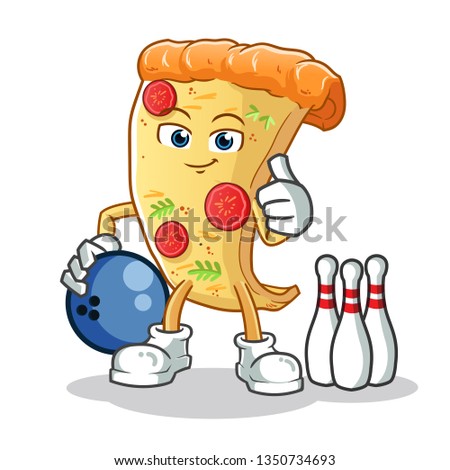 pizza bowling mascot vector cartoon illustration