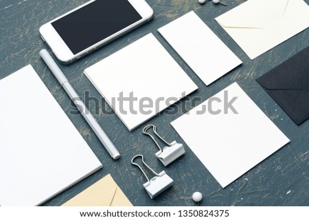 Corporate Stationery, Branding Mock-up, deep shadows, with clipping path