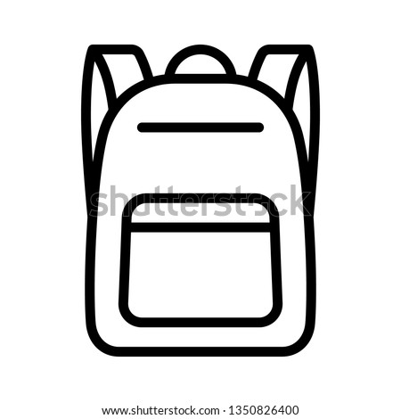 Schoolbag / school bag backpack with straps line art vector icon for apps and websites Royalty-Free Stock Photo #1350826400