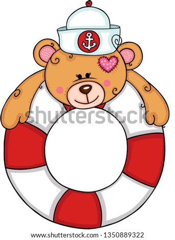 Cute teddy bear on float with hat sailor
