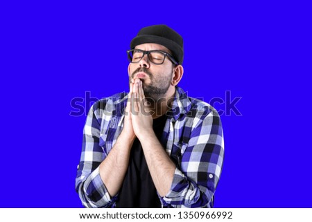 Person praying with hand sign