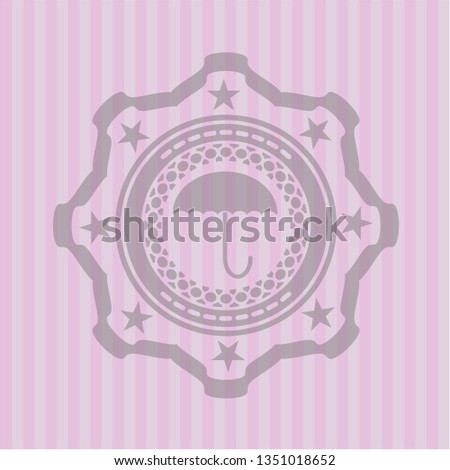umbrella icon inside badge with pink background