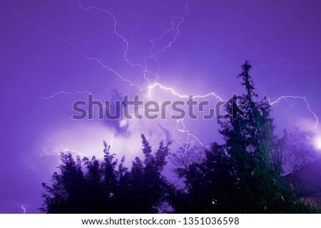 lightning storm and trees