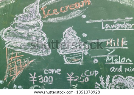 Ice cream blackboard menu