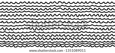 Cartoon sketch hand drawn line pattern. Horizontal, geometric seamless background. Drawing striped texture. Vector black comic brush stroke, grunge strokes. Pencil brushes wave.