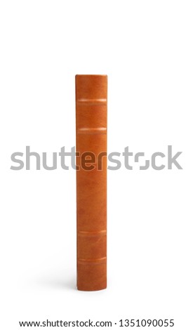 Leather Book Spine On White Background  Royalty-Free Stock Photo #1351090055
