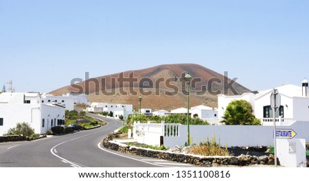 Church and streets of Tahiche, Lanzarote, Canary Islands, Spain, Europe